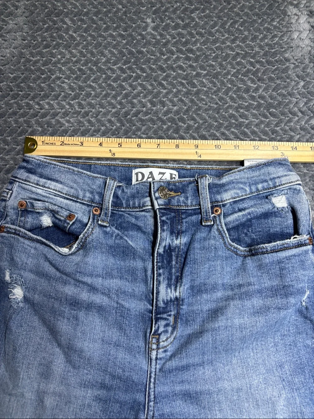 Daze Classic Blue Flare Jeans with Light Distressing